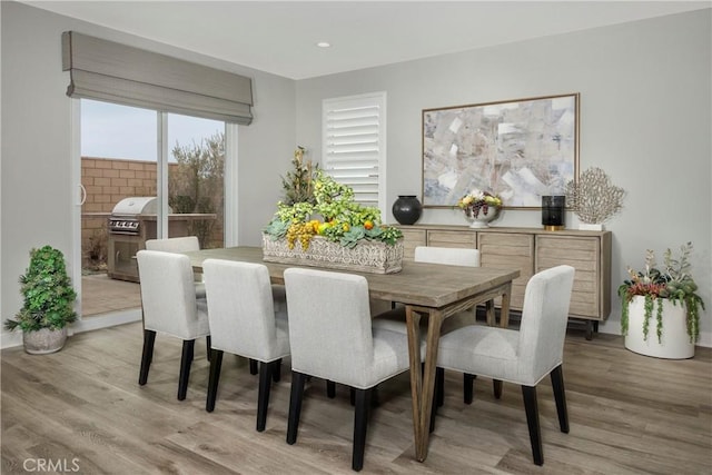 13897 Mesa View Dr, Victorville, CA 92392 - dining space featuring light wood finished floors, baseboards, and recessed lighting
