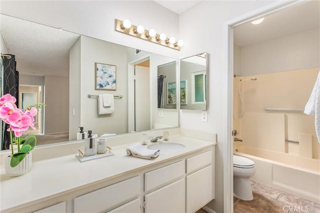 366 Elderberry St, La Verne, CA 91750 - full bath with toilet, vanity,  shower combination, and a textured ceiling
