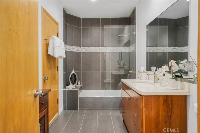 3839 Davana Rd, Sherman Oaks, CA 91423 - full bathroom featuring vanity, tile patterned flooring, and tiled shower / bath