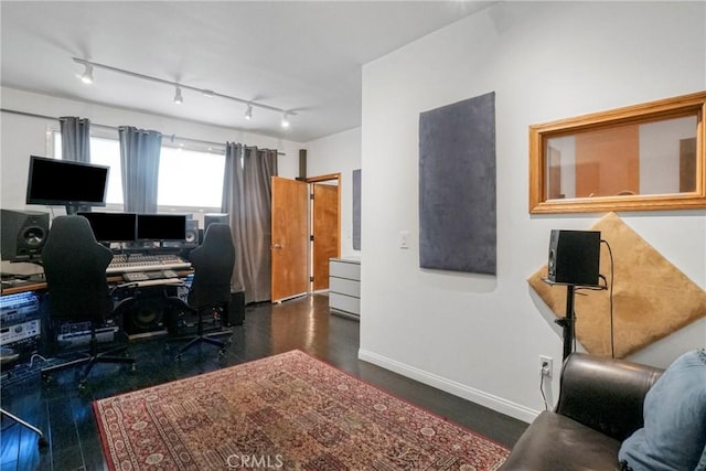 3839 Davana Rd, Sherman Oaks, CA 91423 - office space with wood finished floors, baseboards, and track lighting