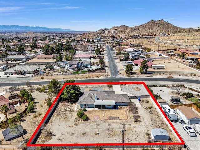 16635 Wintun Rd, Apple Valley, CA 92307 - aerial view of residential area with property parcel outlined and mountains