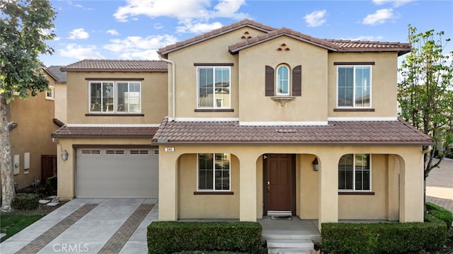 341 W Pebble Creek Ln, Orange, CA 92865 - mediterranean / spanish house with stucco siding, a garage, concrete driveway, and a tiled roof