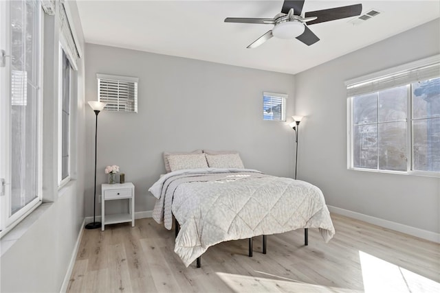 341 W Pebble Creek Ln, Orange, CA 92865 - bedroom with light wood finished floors, baseboards, and ceiling fan