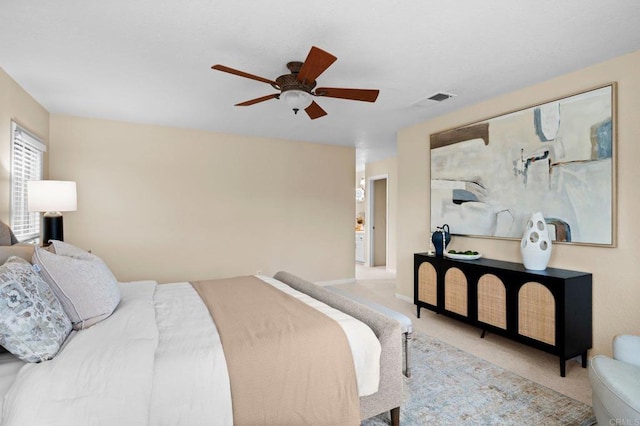 4036 Stonebridge Ln, Rancho Santa Fe, CA 92091 - bedroom with light colored carpet, a ceiling fan, and baseboards