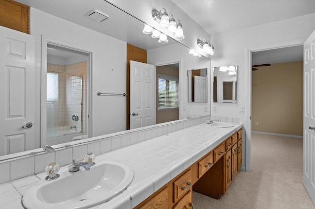 4036 Stonebridge Ln, Rancho Santa Fe, CA 92091 - full bathroom featuring double vanity, shower / tub combination, and baseboards