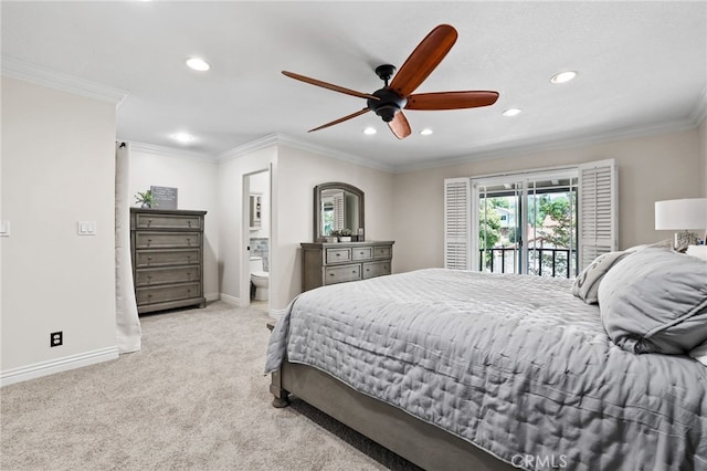 24751 Mosquero Ln, Mission Viejo, CA 92691 - bedroom featuring recessed lighting, access to outside, carpet, baseboards, and ornamental molding