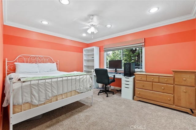 24751 Mosquero Ln, Mission Viejo, CA 92691 - bedroom featuring recessed lighting, carpet, ornamental molding, and a desk