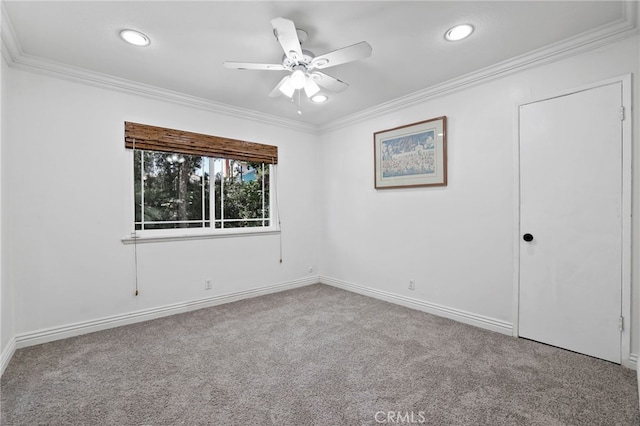24751 Mosquero Ln, Mission Viejo, CA 92691 - unfurnished bedroom featuring carpet, recessed lighting, crown molding, baseboards, and ceiling fan