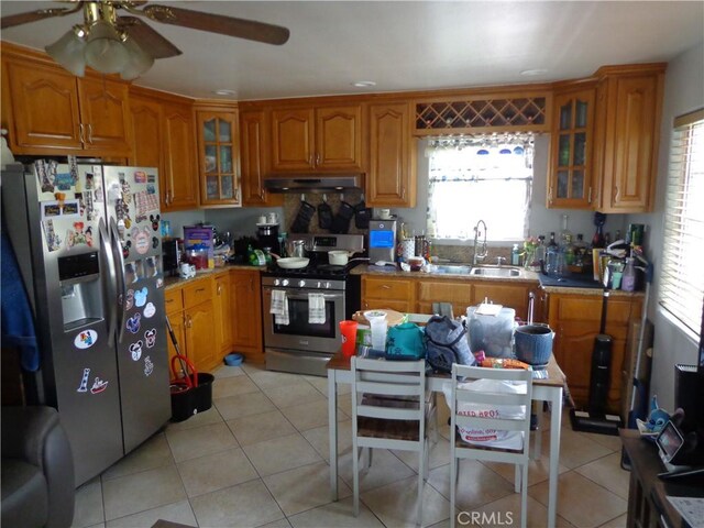 1908 Bailey Ave, Rosemead, CA 91770 - kitchen featuring appliances with stainless steel finishes, a sink, and brown cabinetry
