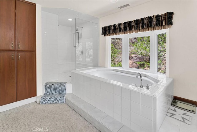 3537 Pinon Pines Rd, Wrightwood, CA 92397 - full bathroom with a garden tub and a tile shower