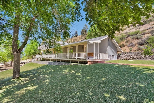 3537 Pinon Pines Rd, Wrightwood, CA 92397 - view of front of property with a porch and a front lawn