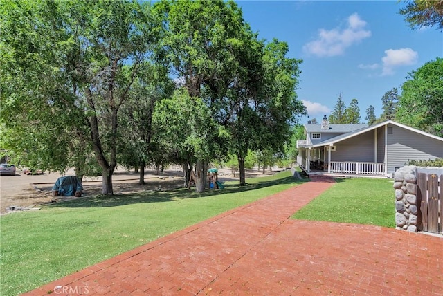 3537 Pinon Pines Rd, Wrightwood, CA 92397 - view of grassy yard with covered porch