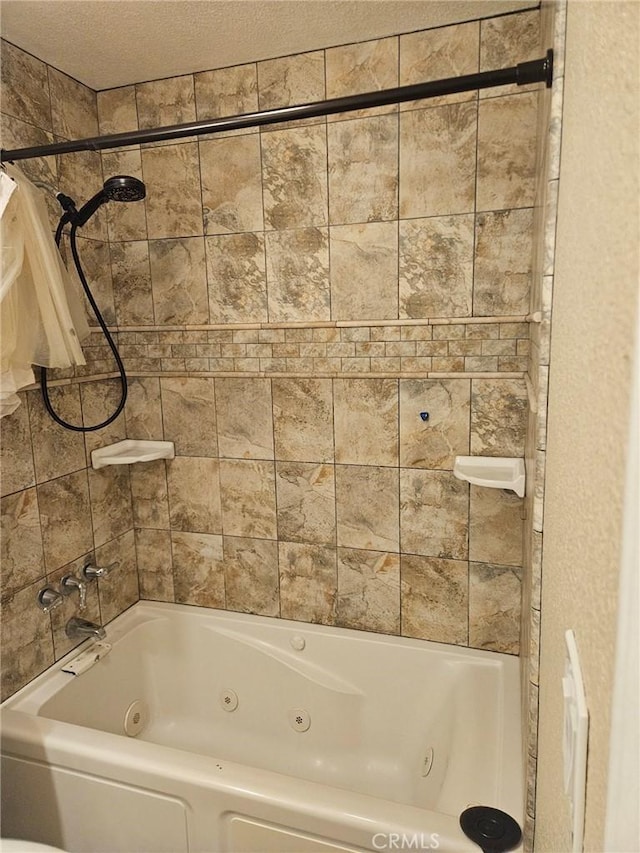 1364 El Lugar, Chula Vista, CA 91911 - bathroom with a combined bath / shower with jetted tub and a textured ceiling