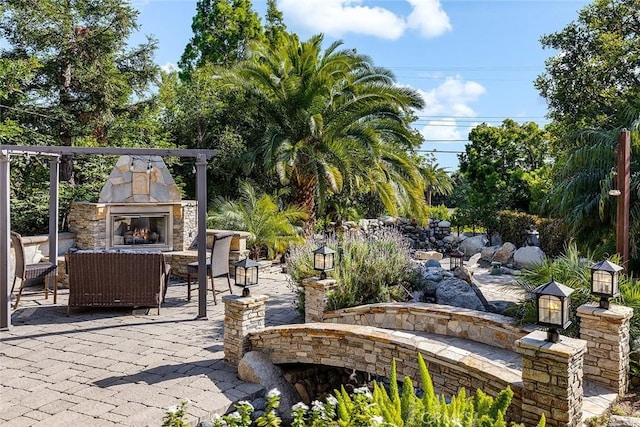 2212 Rim Rd, Duarte, CA 91008 - view of patio / terrace featuring an outdoor living space with a fireplace
