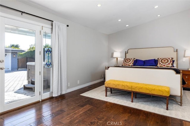 2212 Rim Rd, Duarte, CA 91008 - bedroom with hardwood / wood-style floors, access to outside, and recessed lighting