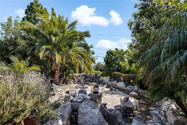 2212 Rim Rd, Duarte, CA 91008 - view of patio with a fire pit