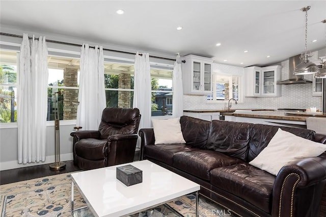 2212 Rim Rd, Duarte, CA 91008 - living room with plenty of natural light, dark wood-type flooring, and recessed lighting