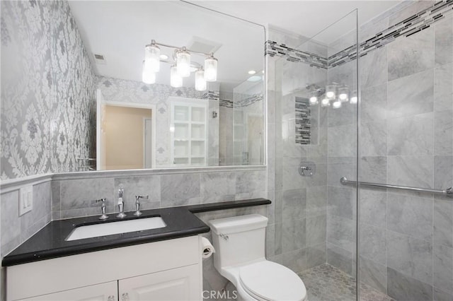 19 Byron Close, Laguna Niguel, CA 92677 - bathroom with vanity, tiled shower, toilet, and tile walls