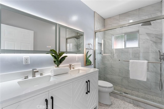 7321 Eglise Ave, Pico Rivera, CA 90660 - full bath with toilet, double vanity, and a shower stall