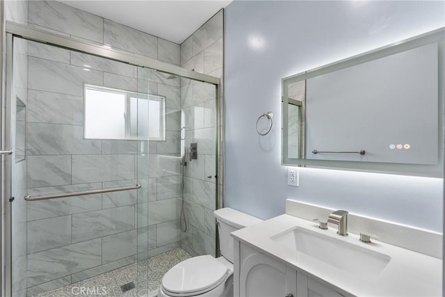 7321 Eglise Ave, Pico Rivera, CA 90660 - full bath featuring toilet, vanity, and a shower stall