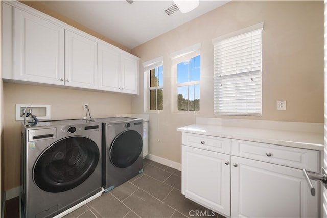 74 Gainsboro, Irvine, CA 92620 - laundry area with washer and clothes dryer, cabinet space, dark tile patterned flooring, and baseboards