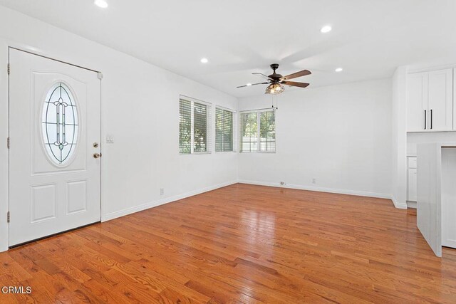 260262 Acacia St, Altadena, CA 91001 - entrance foyer with ceiling fan, light wood-style flooring, recessed lighting, and baseboards