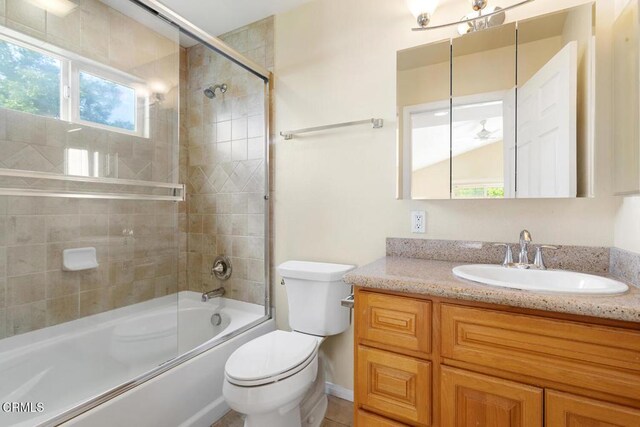260262 Acacia St, Altadena, CA 91001 - bathroom with plenty of natural light, toilet, vanity, and shower / bath combination with glass door