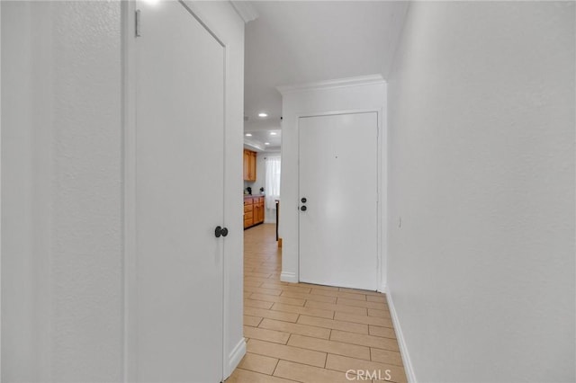 5905 Rosemead Blvd Unit 16, Pico Rivera, CA 90660 - corridor with light tile patterned floors, recessed lighting, baseboards, and crown molding
