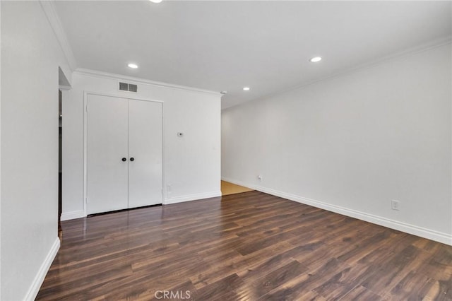 5905 Rosemead Blvd Unit 16, Pico Rivera, CA 90660 - unfurnished bedroom with ornamental molding, wood finished floors, recessed lighting, and baseboards