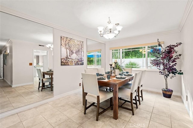 22443 Robin Oaks, Diamond Bar, CA 91765 - dining room with a chandelier, ornamental molding, light tile patterned floors, and baseboards