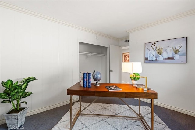 22443 Robin Oaks, Diamond Bar, CA 91765 - carpeted office space with baseboards and ornamental molding