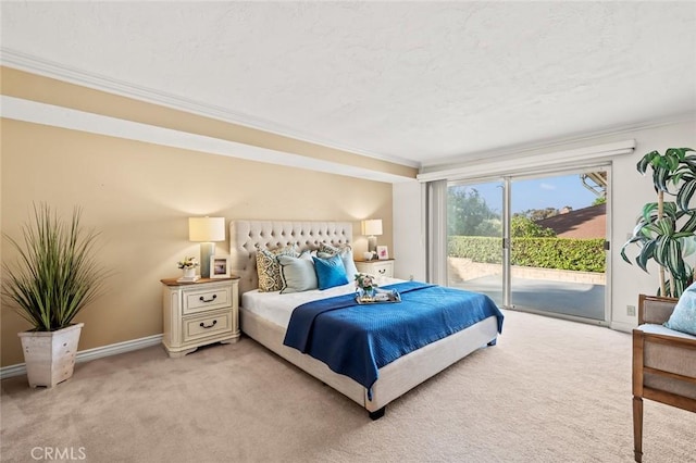 22443 Robin Oaks, Diamond Bar, CA 91765 - bedroom with access to outside, light colored carpet, ornamental molding, and baseboards