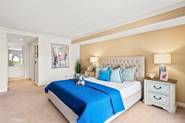 22443 Robin Oaks, Diamond Bar, CA 91765 - bedroom featuring light colored carpet, baseboards, and crown molding