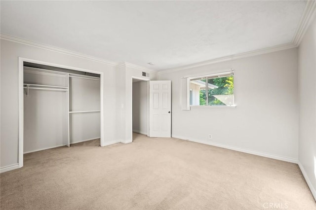22443 Robin Oaks, Diamond Bar, CA 91765 - unfurnished bedroom with crown molding, light carpet, a closet, and baseboards