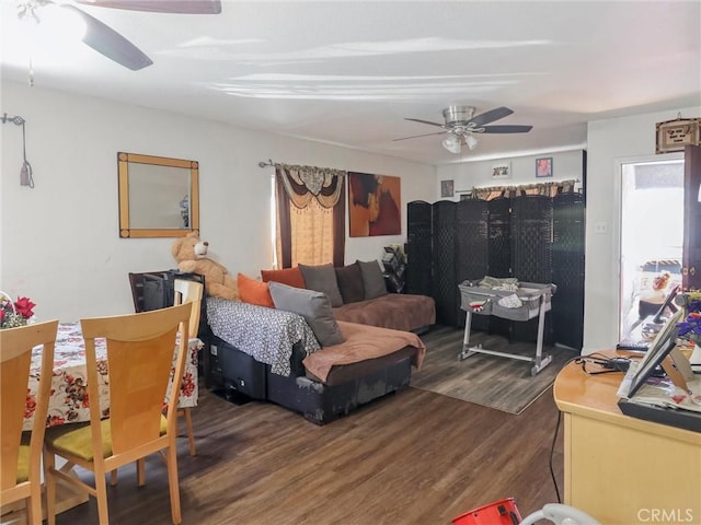 119 W 61st St, Los Angeles, CA 90003 - living area featuring a ceiling fan and wood finished floors