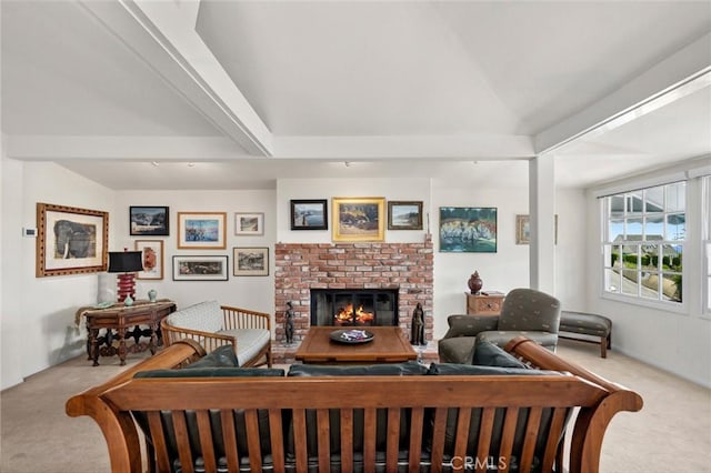 790 Wendt Ter, Laguna Beach, CA 92651 - carpeted living area with a brick fireplace