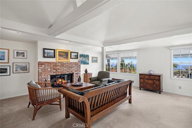 790 Wendt Ter, Laguna Beach, CA 92651 - living area featuring light carpet, plenty of natural light, a fireplace, and baseboards