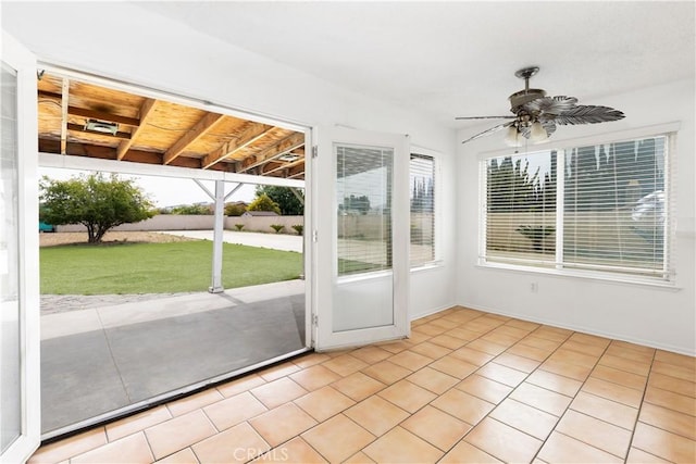 10709 Calabash Ave, Fontana, CA 92337 - unfurnished sunroom with a ceiling fan and healthy amount of natural light