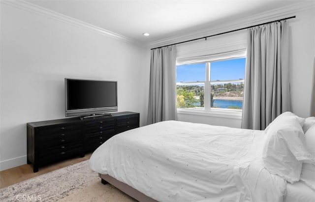 31 Harcourt, Newport Coast, CA 92657 - bedroom with ornamental molding, wood finished floors, baseboards, and recessed lighting