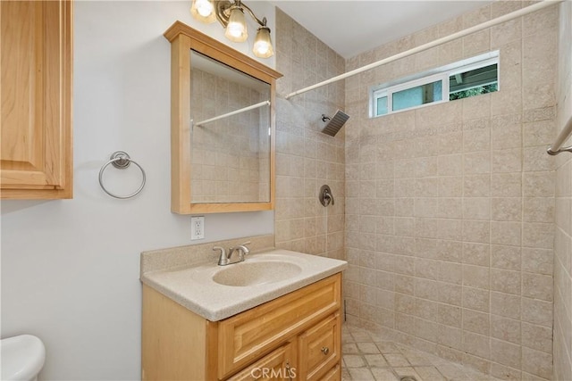 9861 E Lemon Ave, Arcadia, CA 91007 - bathroom with vanity, a tile shower, and toilet