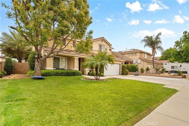 20727 Stony Brook Cir, Riverside, CA 92508 - mediterranean / spanish-style home with driveway, stucco siding, a tiled roof, and a residential view
