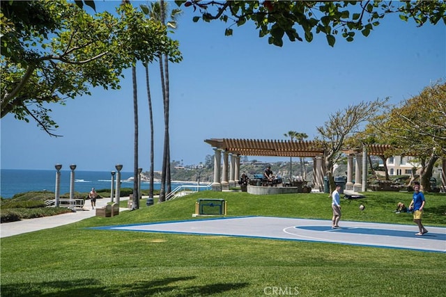 34021 La Serena Dr, Dana Point, CA 92629 - view of community with a pergola, a yard, and a water view