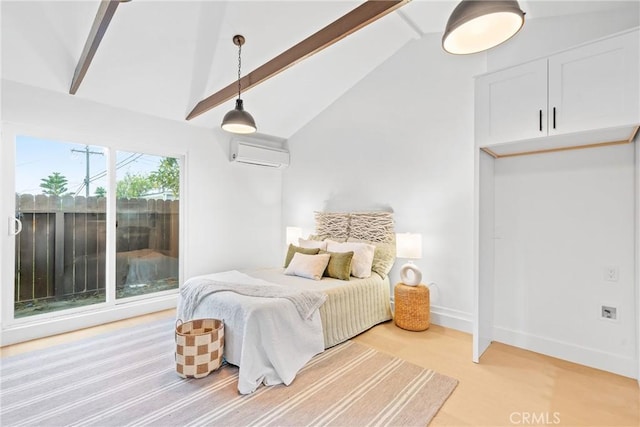 34021 La Serena Dr, Dana Point, CA 92629 - bedroom featuring a wall mounted air conditioner, light wood finished floors, and baseboards