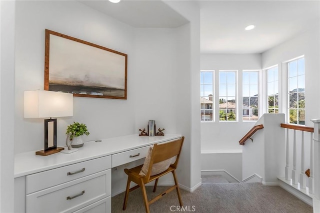 25815 Forsythe Way, Stevenson Ranch, CA 91381 - office area featuring built in desk, carpet flooring, baseboards, and recessed lighting