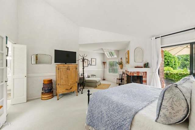 18751 Hatteras St Unit 13, Tarzana, CA 91356 - bedroom featuring carpet, access to exterior, lofted ceiling, and baseboards