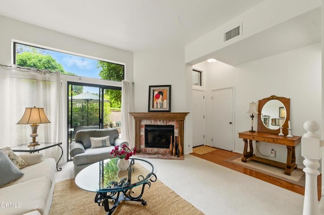 18751 Hatteras St Unit 13, Tarzana, CA 91356 - carpeted living area with a fireplace