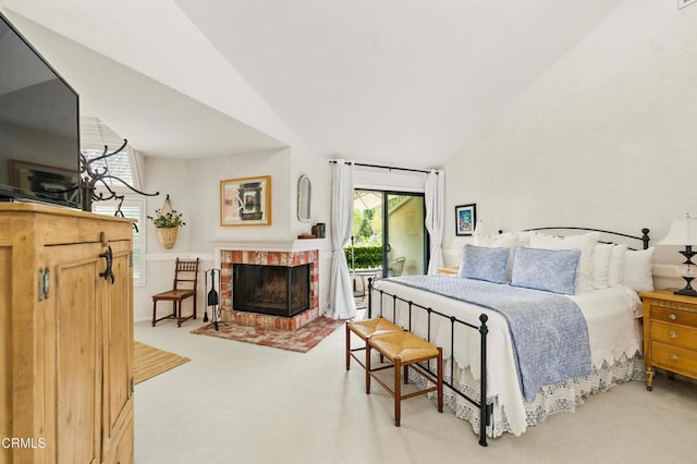 18751 Hatteras St Unit 13, Tarzana, CA 91356 - carpeted bedroom featuring access to outside and a fireplace