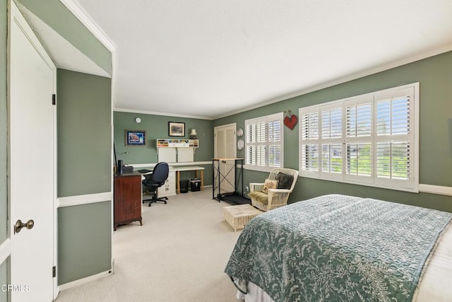 18751 Hatteras St Unit 13, Tarzana, CA 91356 - bedroom featuring ornamental molding, carpet flooring, an office area, and baseboards