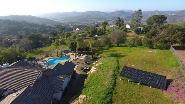 11606 Mesa Verde Dr, Valley Center, CA 92082 - aerial view of a mountainous background and a pool area