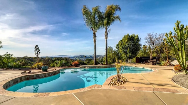 11606 Mesa Verde Dr, Valley Center, CA 92082 - outdoor pool with a patio area and a mountain view